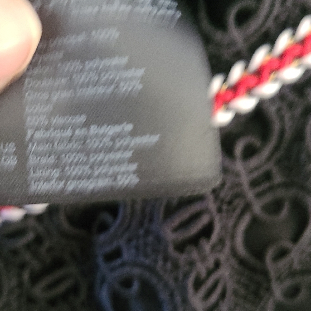 Sandro Paris Richard Chain Link Black Eyelet Elegant Lace Skirt Red Trim Size 1 - Picture 10 of 10